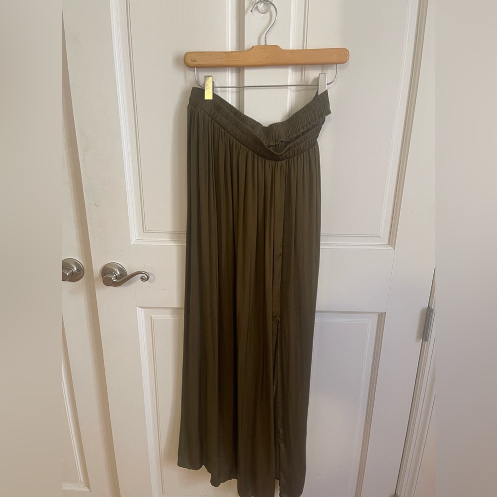 Plus size maxi olive green skirt